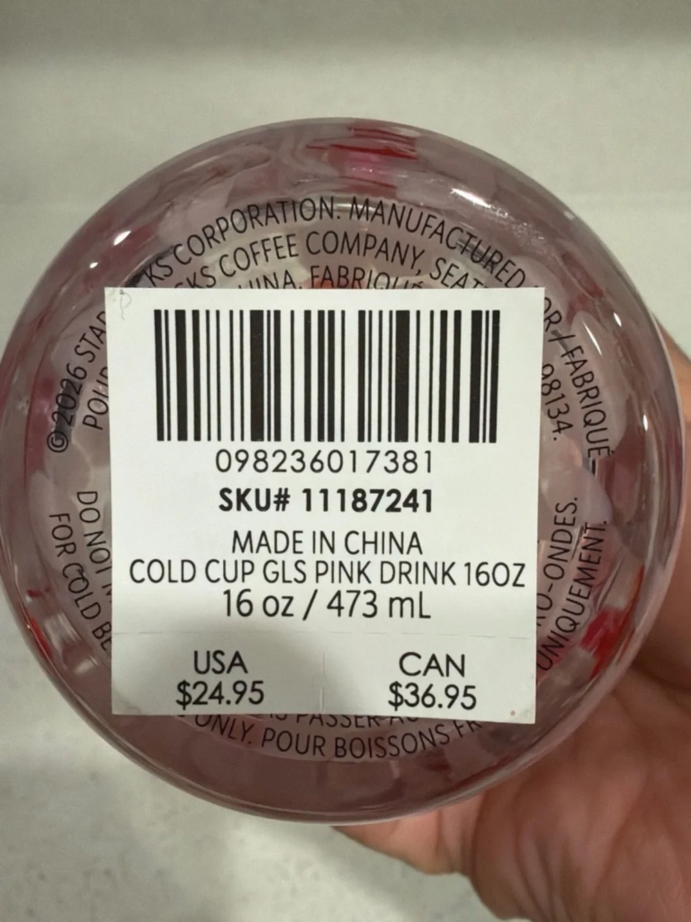 Starbucks Pink Strawberry Charm Cold Cup